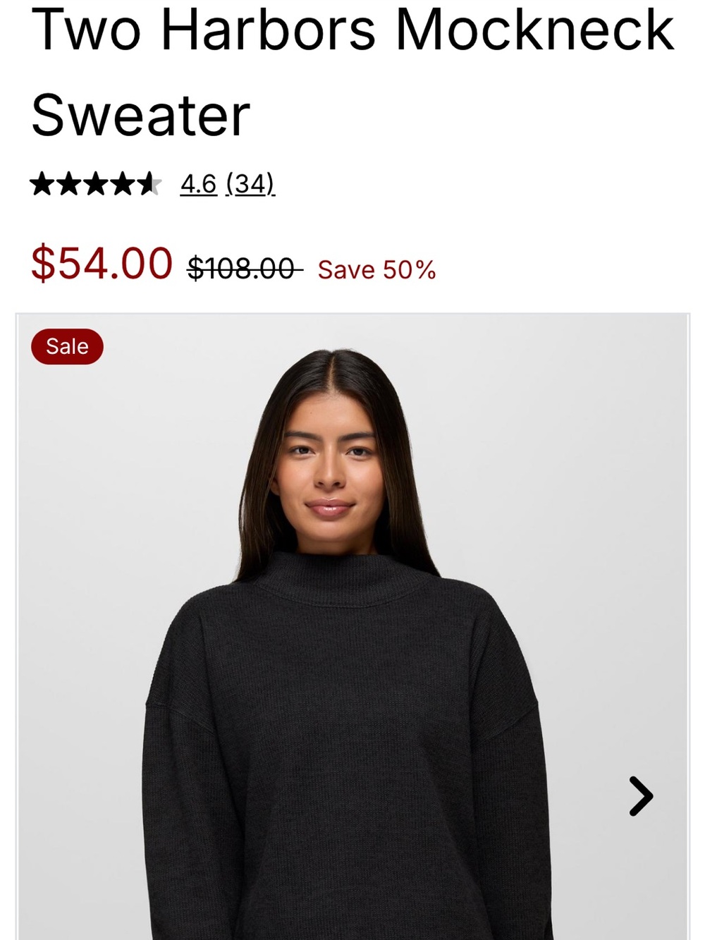Prana Black Mockneck Sweater